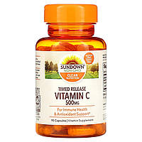 Препарат с витамином С Sundown Naturals, Витамин С, временное высвобождение, 500 мг, 90 капсул Доставка від 14