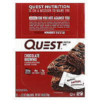 Спортивные батончики Quest Nutrition, Протеиновый батончик, шоколадный брауни, 12 батончиков, 2,12 унции (60