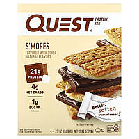 Спортивные батончики Quest Nutrition, S'Mores, протеиновый батончик, 4 шт. по 60 г (2,12 унции). Доставка від