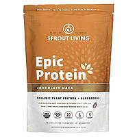 Смесь зелени Sprout Living, Epic Protein, органический растительный белок суперпродуктов, шоколадная мака, 1