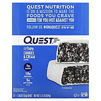Спортивные батончики Quest Nutrition, Протеиновый батончик, печенье со сливками, 12 батончиков, 52 г (1,83