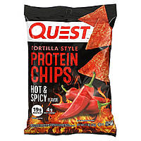 Спортивные батончики Quest Nutrition, Протеиновые чипсы в форме тортильи, острые и пряные, 8 пакетиков по 32 г