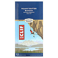 Спортивные батончики Clif Bar, энергетический батончик, арахисовое масло с бананом и темным шоколадом, 12