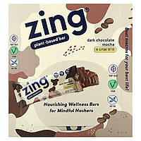 Спортивные батончики Zing Bars, батончики на растительной основе, темный шоколад мокко в миндальном масле, 12