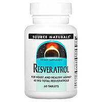 Ресвератрол Source Naturals, 40 мг, 60 таблеток Доставка від 14 днів - Оригинал