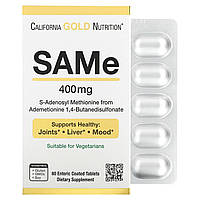 SAM-e California Gold Nutrition, SAMe, в рекомендованной форме бутандисульфоната, 400 мг, 60 покрытых