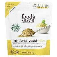 Дріжджі Foods Alive, Nutritional Yeast Flakes, Unfortified, 6 oz (170 g), оригінал. Доставка від 14 днів