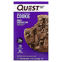 Спортивные батончики Quest Nutrition, протеиновое печенье, с двойной дозой шоколадных крошек, 12 шт. по 59 г