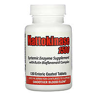 Наттокиназа Naturally Vitamins, Nattokinase 1500, системная ферментная добавка, 120 таблеток с энтеральным