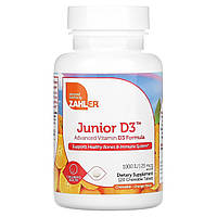 Витамин D-2 Zahler, Junior D3, улучшенный комплекс витамина D3, апельсин, 25 мкг (1000 МЕ), 120 жевательных