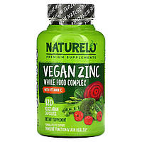 Цинк NATURELO, Веганский цинк с витамином С, 120 вегетарианских капсул Доставка від 14 днів - Оригинал