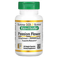 Гортензия California Gold Nutrition, EuroHerbs, порошок из пассифлоры, 250 мг, 60 веганских капсул Доставка