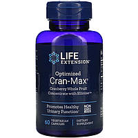 Клюква Life Extension, Optimized Cran-Max, концентрат цельных плодов клюквы с эллирозой, 60 вегетарианских