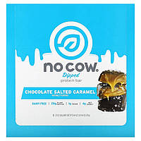 Спортивные батончики No Cow, Dipped Protein Bar, Chocolate Salted Caramel, 12 батончиков, 2,12 унции (60 г)