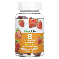 Комплекс витаминов группы B Lifeable, B Complex + Vitamin C Gummies, Natural Strawberry, 60 Gummies Доставка