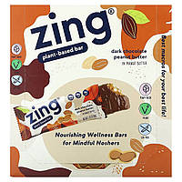 Спортивные батончики Zing Bars, батончики на растительной основе, темный шоколад с арахисовым маслом, 12