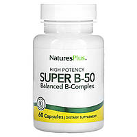 Комплекс витаминов группы B Naturesplus, высокоэффективный супертитамин B50, 60 капсулы Доставка від 14 днів -