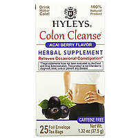 Препарат для чищення кишечника Hyleys Tea, Colon Cleanse, Acai Berry, Caffeine Free, 25 Foil Envelop Tea Bags, 0.05 oz (1.5 g)