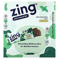Спортивные батончики Zing Bars, батончики на растительной основе, темный шоколад с мятой и миндальным маслом,