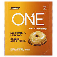 Спортивні батончики One Brands, ONE Bar, Maple Glazed Doughnut, 12 Bars, 2.12 oz (60 g) Each, оригінал. Доставка від 14 днів