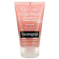 Скраб Neutrogena, Oil-Free Acne Wash, Pink Grapefruit Foaming Scrub, 2 fl oz (59 ml), оригінал. Доставка від 14 днів