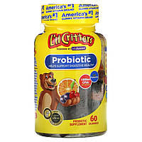 Пробиотик для детей L'il Critters, пробиотик и пребиотик, вкус вишни, апельсина и винограда, 1 млрд КОЕ, 60