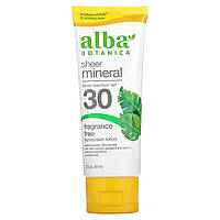 Солнцезащитное средство для тела Alba Botanica, Sheer Mineral Sunscreen Lotion, SPF 30, Fragrance Free, 3 fl