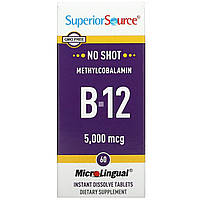 Витамин B12 Superior Source, метилкобаламин, витамины B12, 5000 мкг, 60 быстрорастворимых таблеток