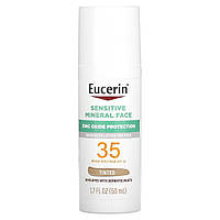 Солнцезащитное средство для лица Eucerin, Sensitive Mineral Face Sunscreen Lotion, SPF 35, Tinted, 1.7 fl oz