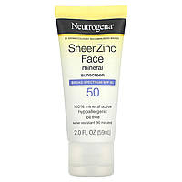 Солнцезащитное средство для лица Neutrogena, прозрачный солнцезащитный крем для лица с цинком и минералами,