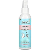 Солнцезащитное средство для детей Babo Botanicals, Baby Skin Mineral Sunscreen Spray, SPF 30, Fragrance Free,