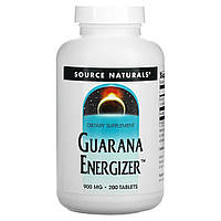 Гуарана Source Naturals, Guarana Energizer, 900 мг, 200 таблеток Доставка від 14 днів - Оригинал