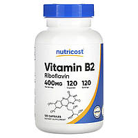 Препарат с витаминами группы В Nutricost, Vitamin B2, 400 mg, 120 Capsules Доставка від 14 днів - Оригинал