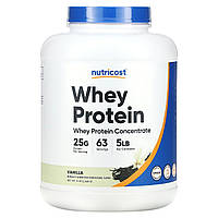 Концентрат сывороточного протеина Nutricost, Whey Protein Concentrate, Vanilla, 5 lb (2,268 g) Доставка від 14