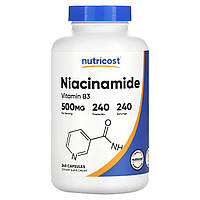 Препарат с витаминами группы В Nutricost, Niacinamide, 500 mg, 240 Capsules Доставка від 14 днів - Оригинал