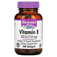 Витамин E Bluebonnet Nutrition, витамин E, 200 МЕ, 100 капсул, 100 капсул Доставка від 14 днів - Оригинал