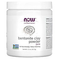 Увлажняющая маска NOW Foods, Solutions, Bentonite Clay Powder, Pure, 11 oz (312 g) Доставка від 14 днів -