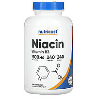 Препарат с витаминами группы В Nutricost, Niacin, 500 mg , 240 Capsules Доставка від 14 днів - Оригинал