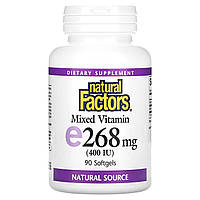 Витамин E Natural Factors, смешанный витамин Е, 268 мг (400 МЕ), 90 капсул Доставка від 14 днів - Оригинал