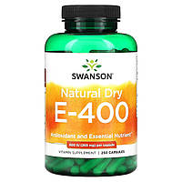 Витамин E Swanson, Natural Dry E-400, натуральный сухой витамин E, 268 мг (400 МЕ), 250 капсул Доставка від 14