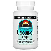 Коэнзим Q10 Source Naturals, Убихинол CoQH, 100 мг, 90 капсул Доставка від 14 днів - Оригинал