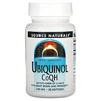 Коэнзим Q10 Source Naturals, Убихинол, CoQH, 100 мг, 30 мягких таблеток Доставка від 14 днів - Оригинал