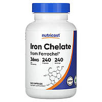 Железо Nutricost, Iron Chelate, 36 mg, 240 Capsules Доставка від 14 днів - Оригинал