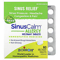 Гомеопатический препарат Boiron, SinusCalm Allergy, Sinus Relief, Unflavored, 60 Meltaway Tablets Доставка від