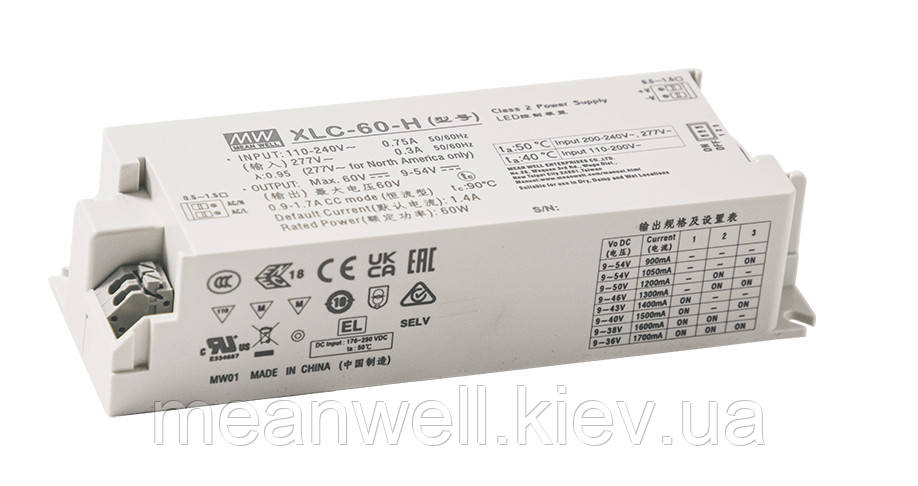 XLC-60-H Блок живлення Mean Well 60W, 9~54V, 0.9~1.7A, фото 1