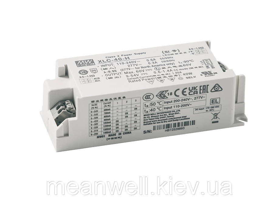 XLC-40-12 Блок живлення Mean Well 40.8W, 12V, 3.4A