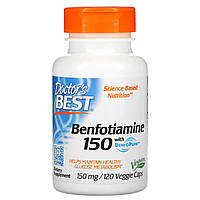 Бенфотиамин Doctor's Best, бенфотиамин 150 с BenfoPure, 150 мг, 120 растительных капсул Доставка від 14 днів -