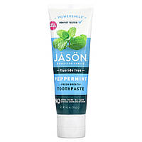 Зубная паста без фтора Jason Natural, Powersmile, Fresh Breath Toothpaste, Fluoride Free, Peppermint, 4.2 oz