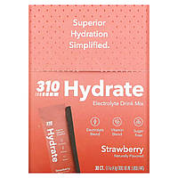 310 Nutrition, Hydrate, Electrolyte Drink Mix, Strawberry, 30 Sticks, 0.17 oz (4.9 g) Each Доставка від 14