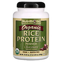 Рисовый белок NutriBiotic, Сырой органический рисовый протеин, шоколад, 1 фунт 6,9 унции (650 г) Доставка від